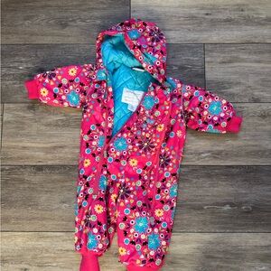 Hanna Andersson Floral Pink Hooded Baby Snowsuit